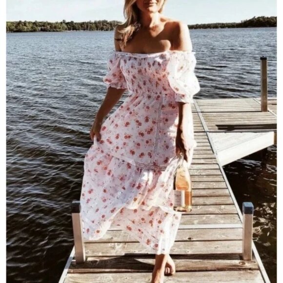 LoveShackFancy X Target Collab Summer Chic Cosette Puff Sleeve Maxi Dress - Picture 3 of 11